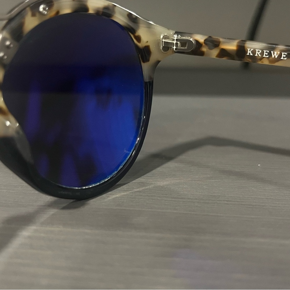 Krewe St Louis Tortoise Shell Round Sunglasses - Picture 2 of 4